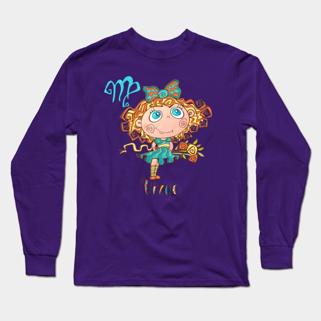 Virgo Zodiac Children Long Sleeve T-Shirt by Mako Design 